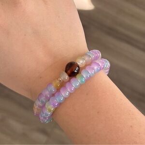 Pastel Glass Beaded Bracelet Set of Two